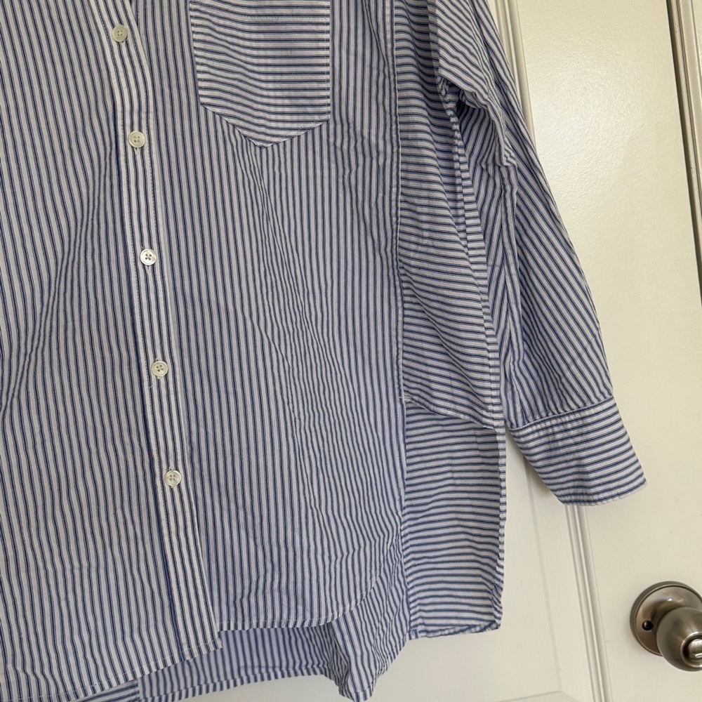 Madewell Light Blue Striped Button Down Shirt women's button-up XS Oversized - Picture 4 of 10